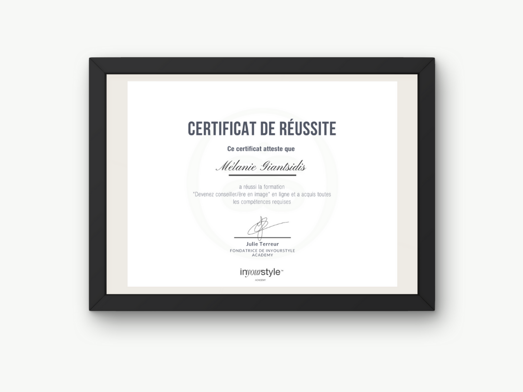 certificat formation en ligne inyourstyle certificat
